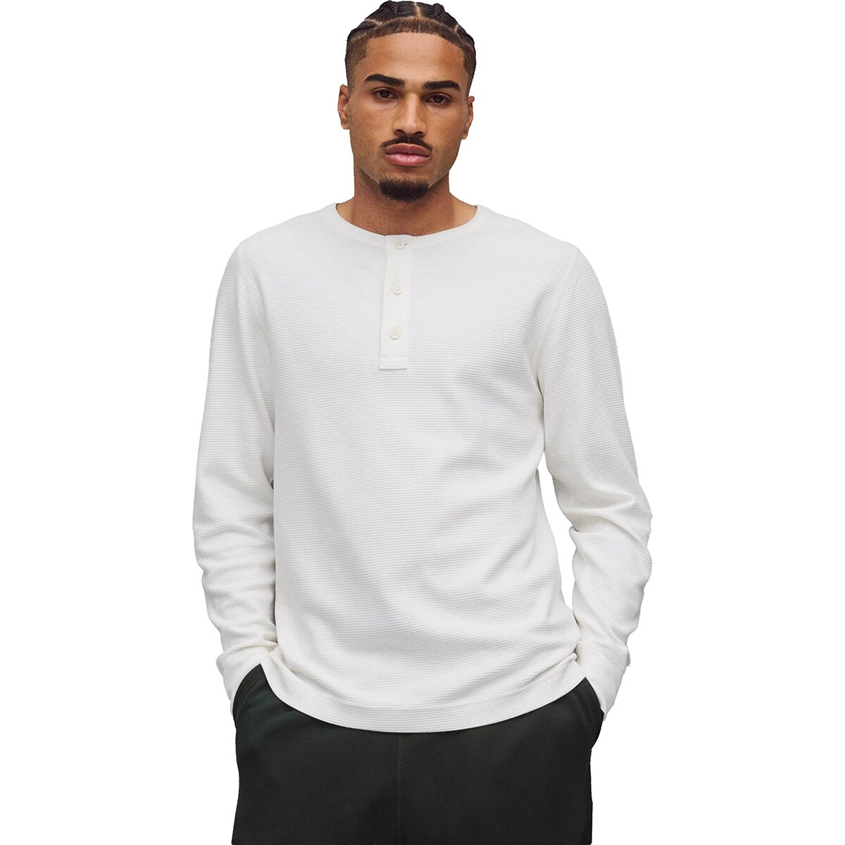 Image of Reigning Champ Lightweight Waffle Henley - Men's Championship White2, S