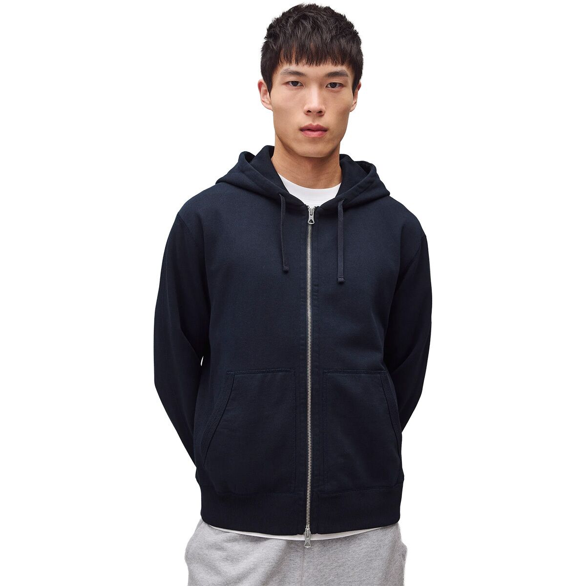 Image of Reigning Champ Midweight Terry Classic Zip Hoodie - Men's Navy, M