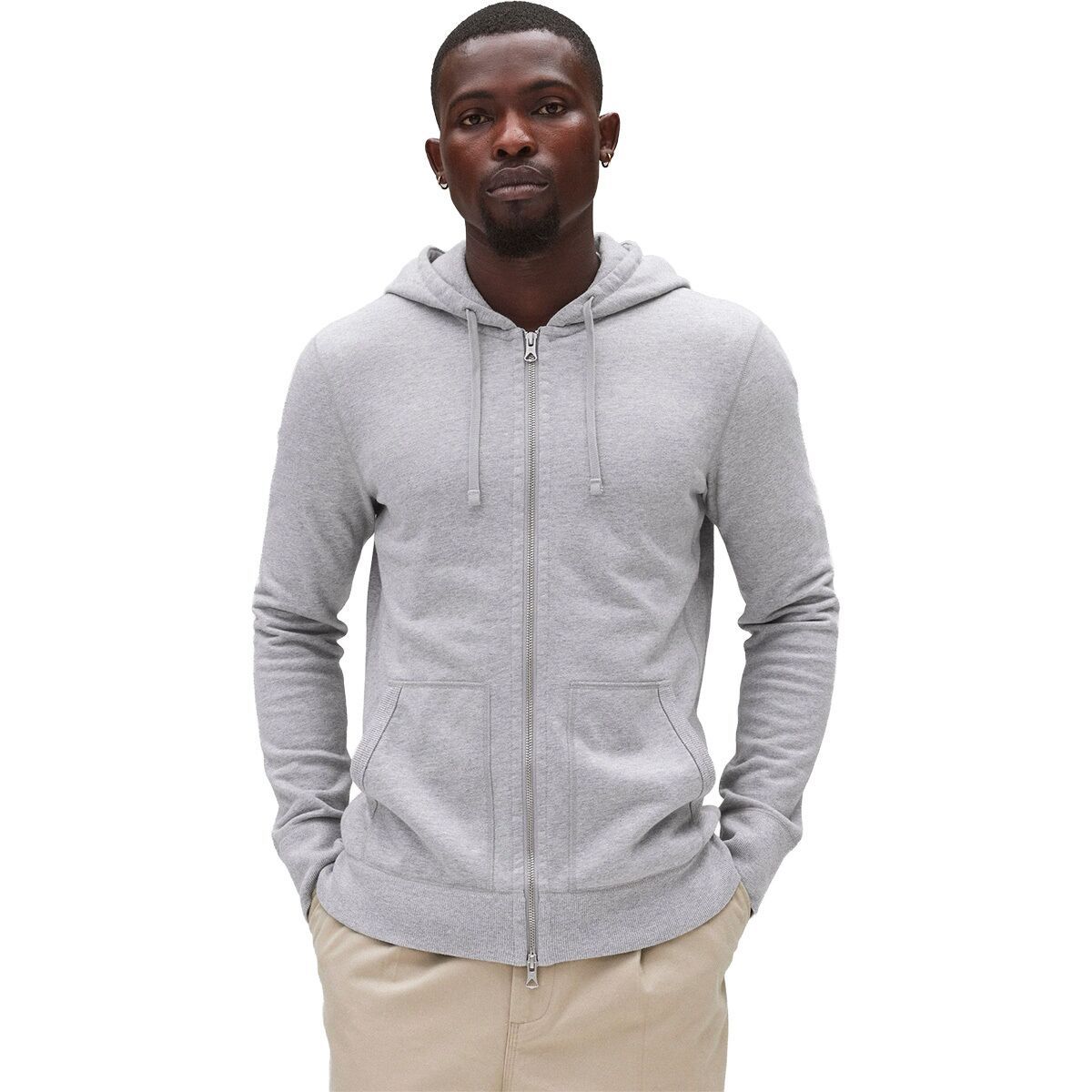 Image of Reigning Champ Midweight Terry Slim Zip Hoodie - Men's Heather Grey, XL