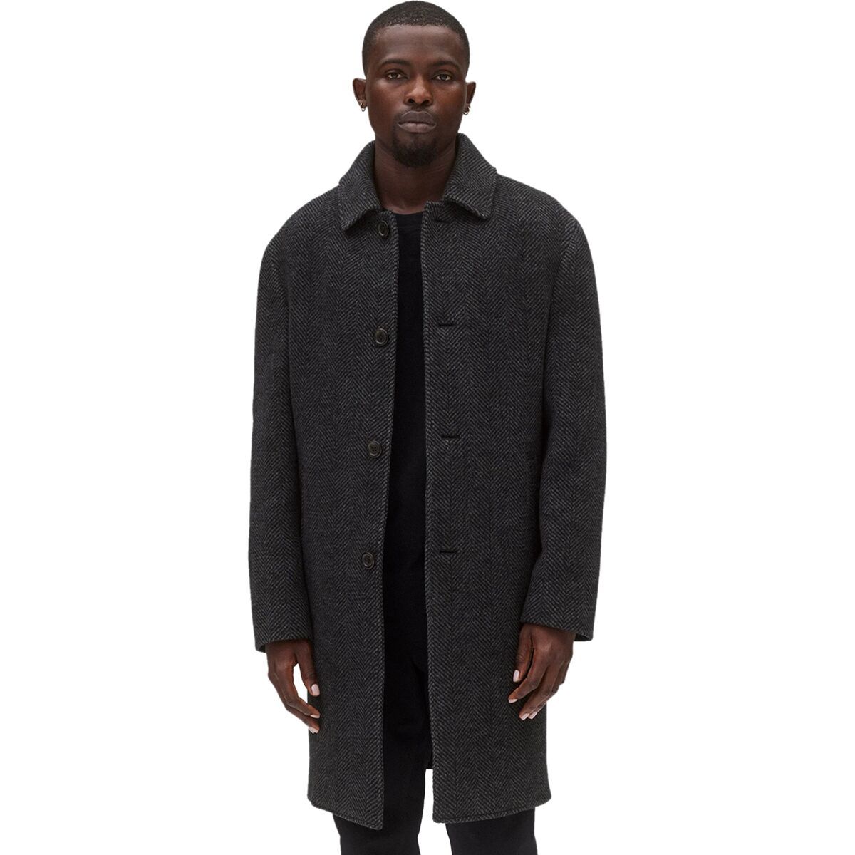 Image of Reigning Champ Wool Herringbone Scout Coat - Men's Herringbone Black/Grey, M