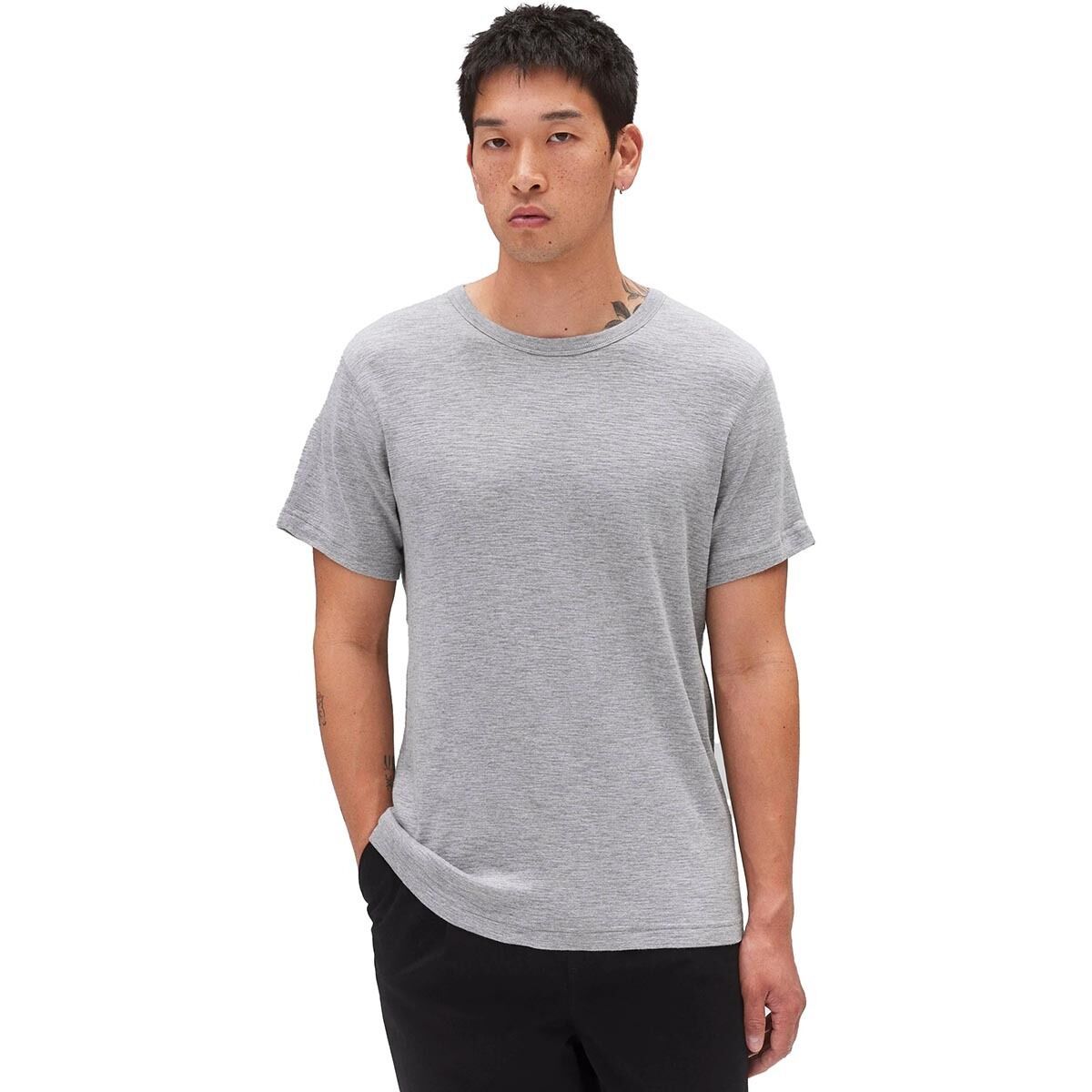 Image of Reigning Champ 1X1 Slub Rib T-Shirt - Men's Heather Grey, M