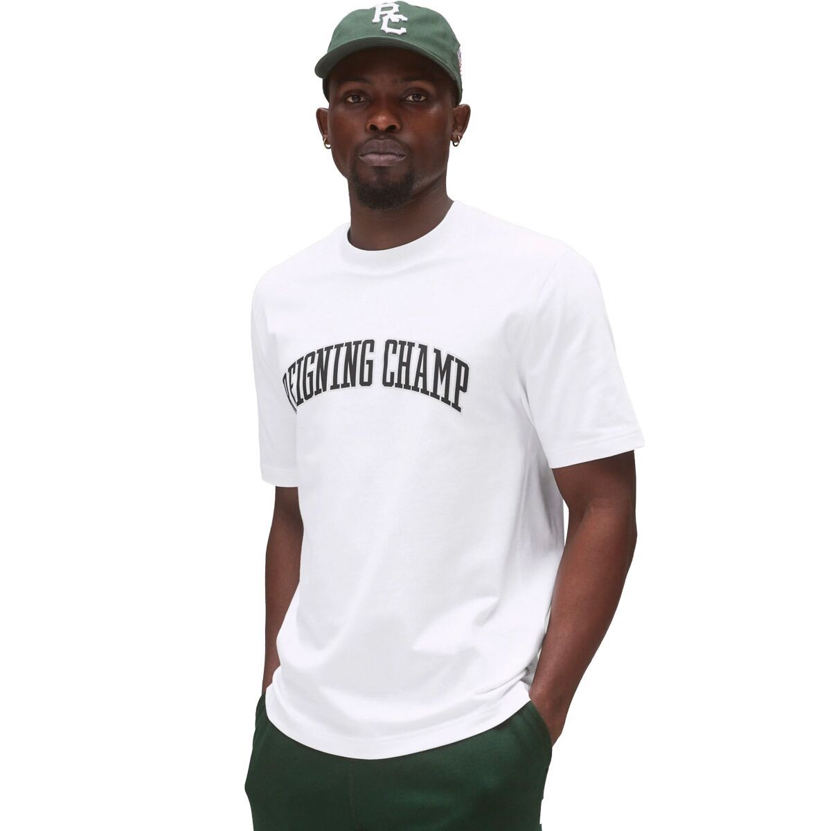 Image of Reigning Champ Midweight Jersey Collegiate T-Shirt - Men's White/Black, M