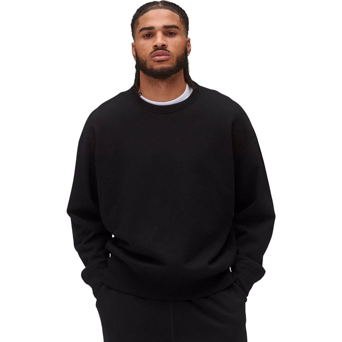 Image of Reigning Champ Midweight Terry Relaxed Crewneck Sweatshirt - Men's Black, XL