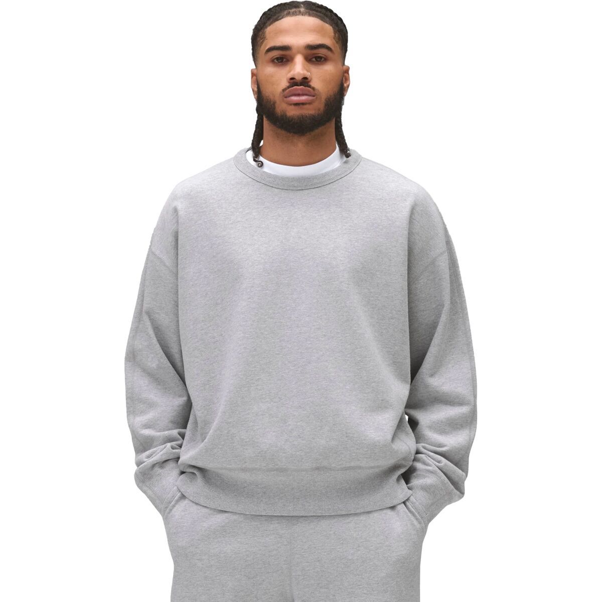 Image of Reigning Champ Midweight Terry Relaxed Crewneck Sweatshirt - Men's Heather Grey, XXL