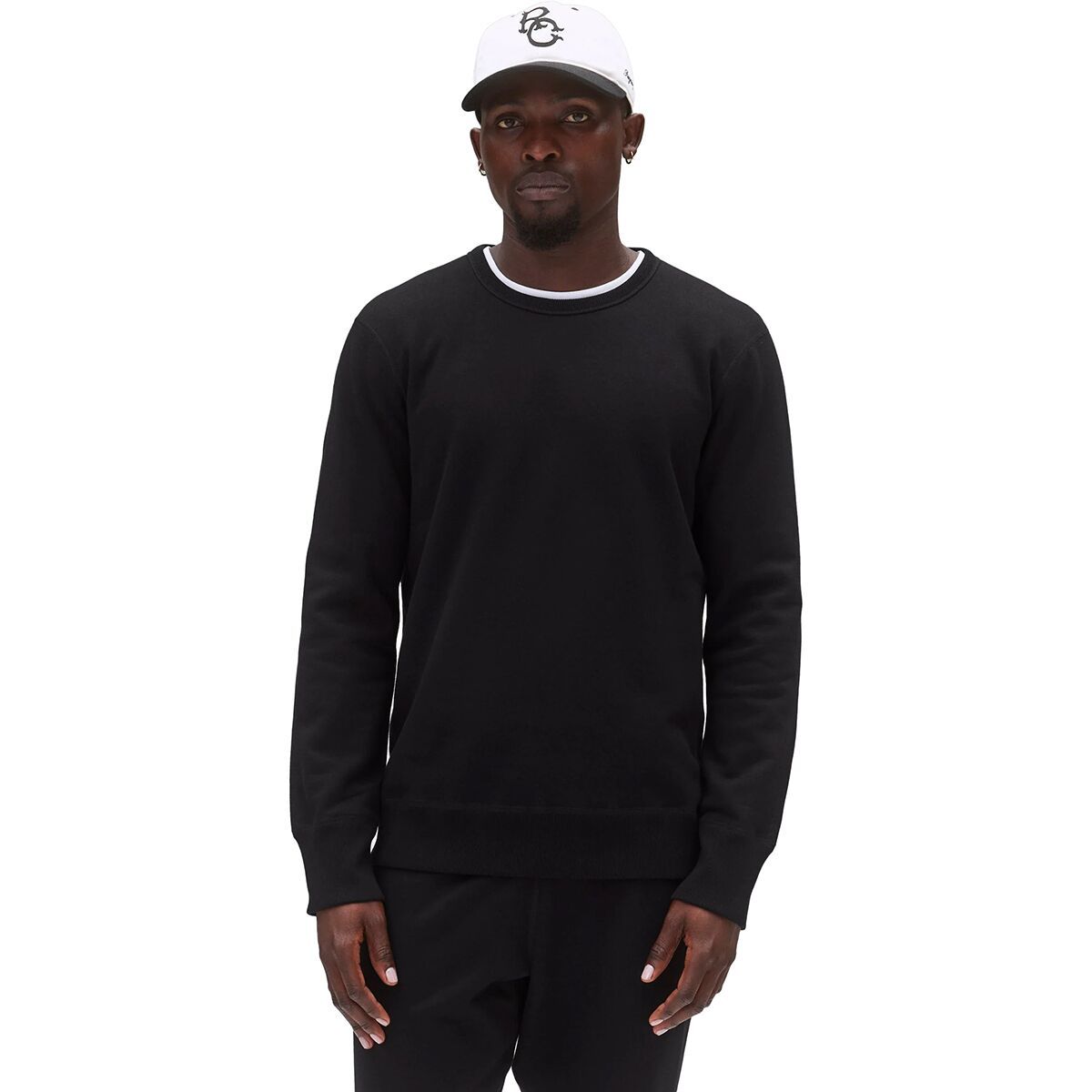 Image of Reigning Champ Midweight Terry Slim Crewneck Sweatshirt - Men's Black, L