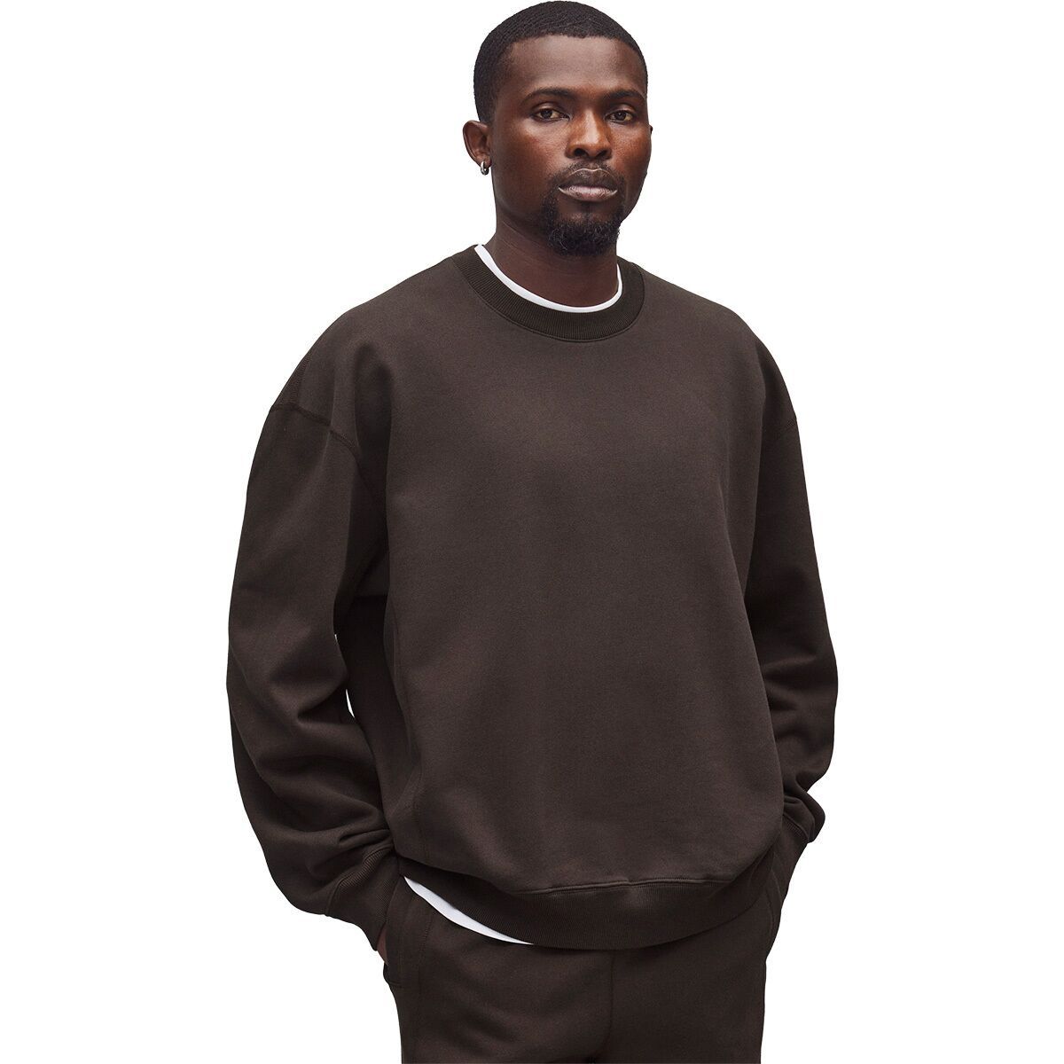 Image of Reigning Champ Brushed Fleece '97 Relaxed Crewneck Sweatshirt - Men's Coffee, M