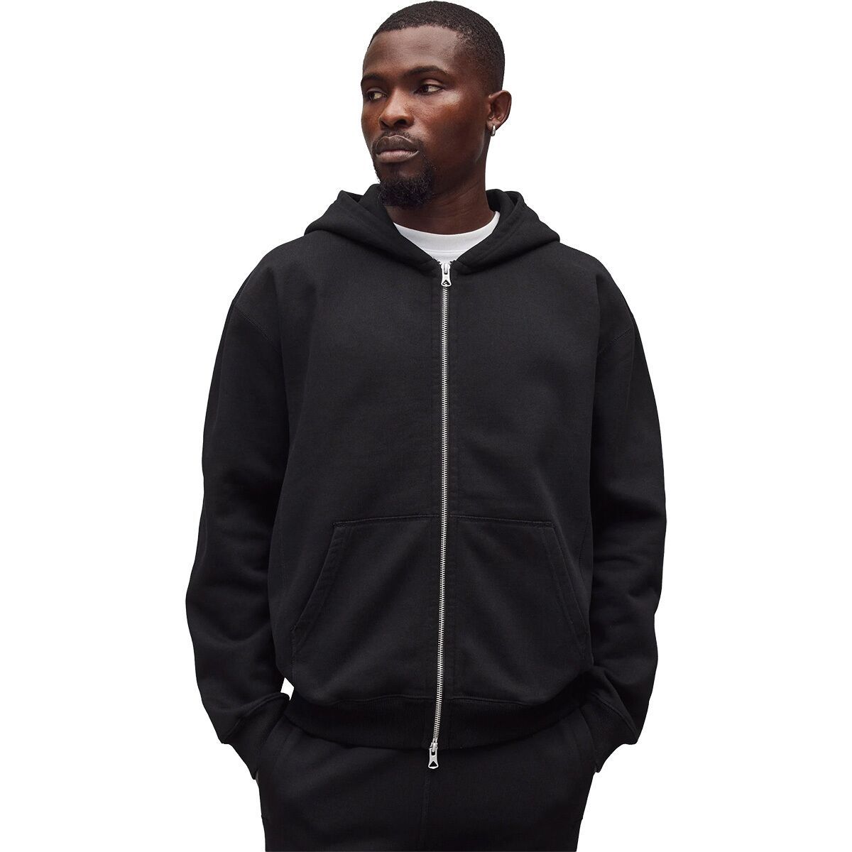 Image of Reigning Champ Brushed Fleece '97 Relaxed Zip Hoodie - Men's Black, M