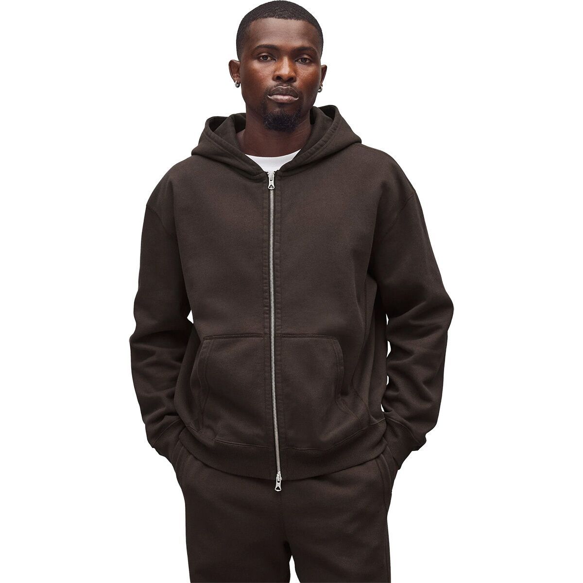 Image of Reigning Champ Brushed Fleece '97 Relaxed Zip Hoodie - Men's Coffee, M