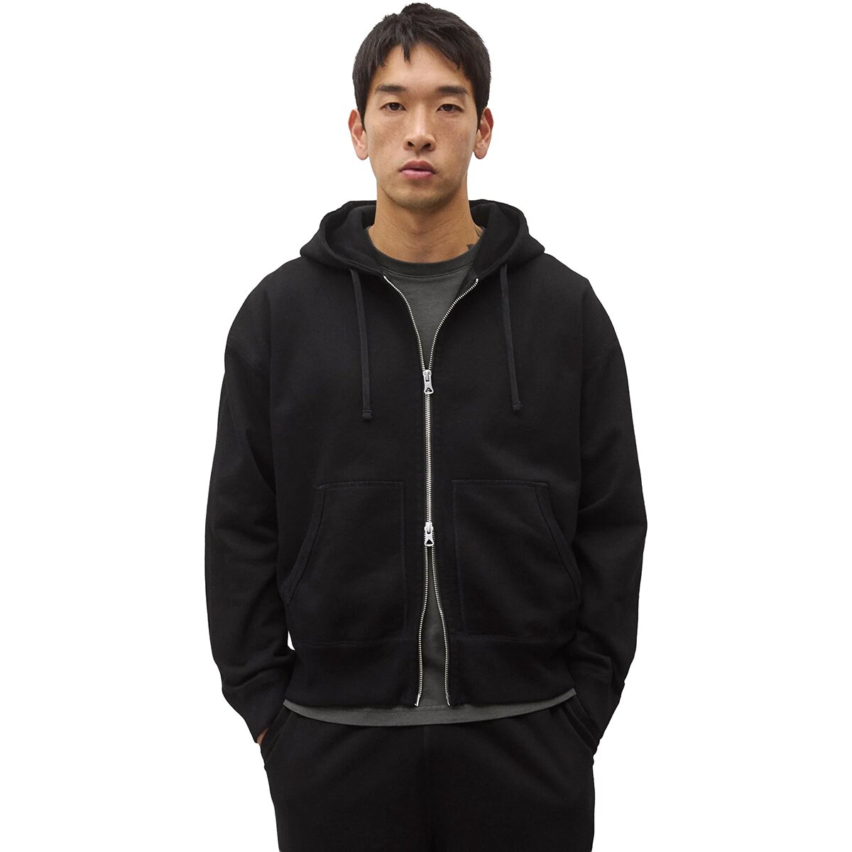 Image of Reigning Champ Midweight Terry Relaxed Zip Hoodie - Men's Black, XL