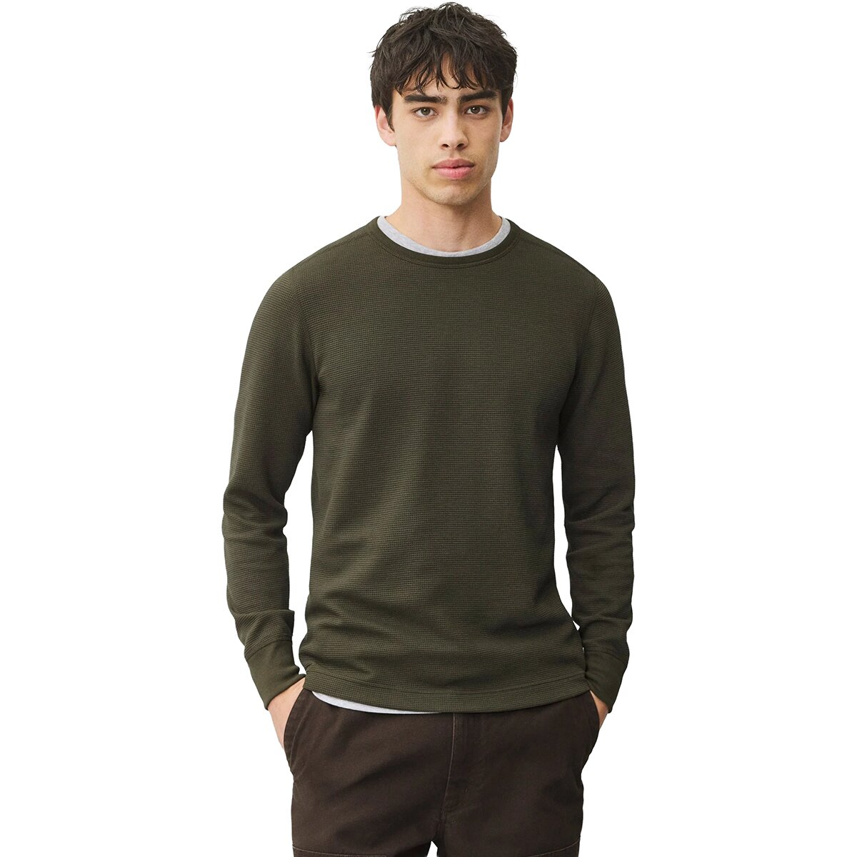 Image of Reigning Champ Lightweight Waffle Long-Sleeve - Men's Dark Olive, L
