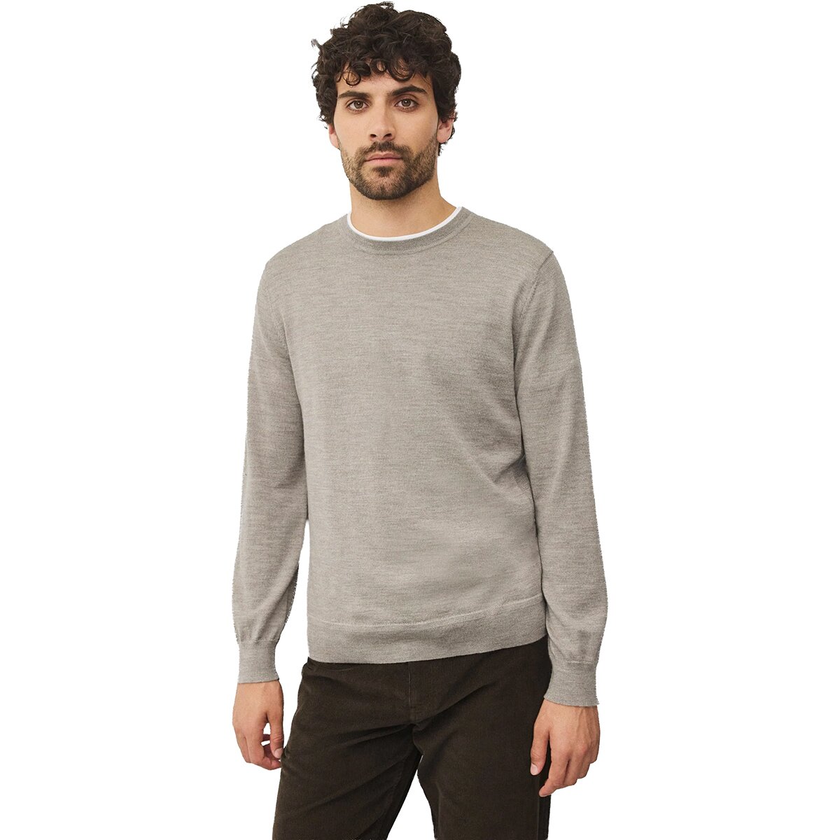 Image of Reigning Champ Lightweight Merino Harry Crewneck Sweatshirt - Men's Taupe, XL