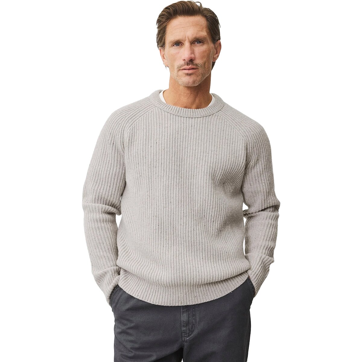 Image of Reigning Champ Merino Kenny Crewneck Sweatshirt - Men's Nep Heather Grey, XL