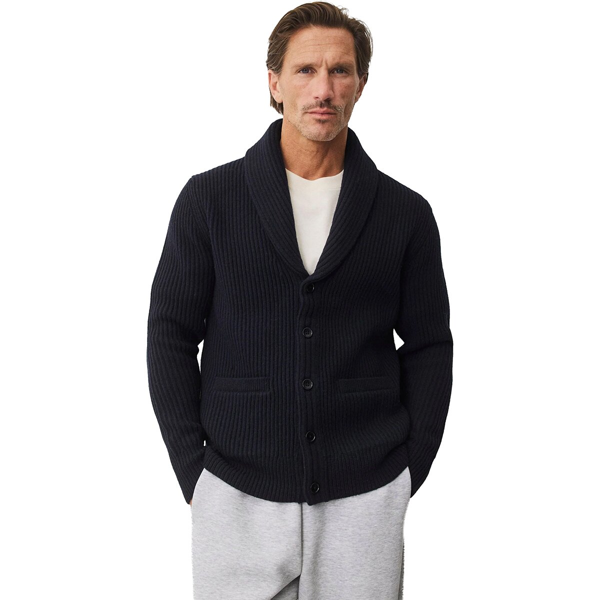 Image of Reigning Champ Merino Kenny Shawl Cardigan - Men's Navy, XL
