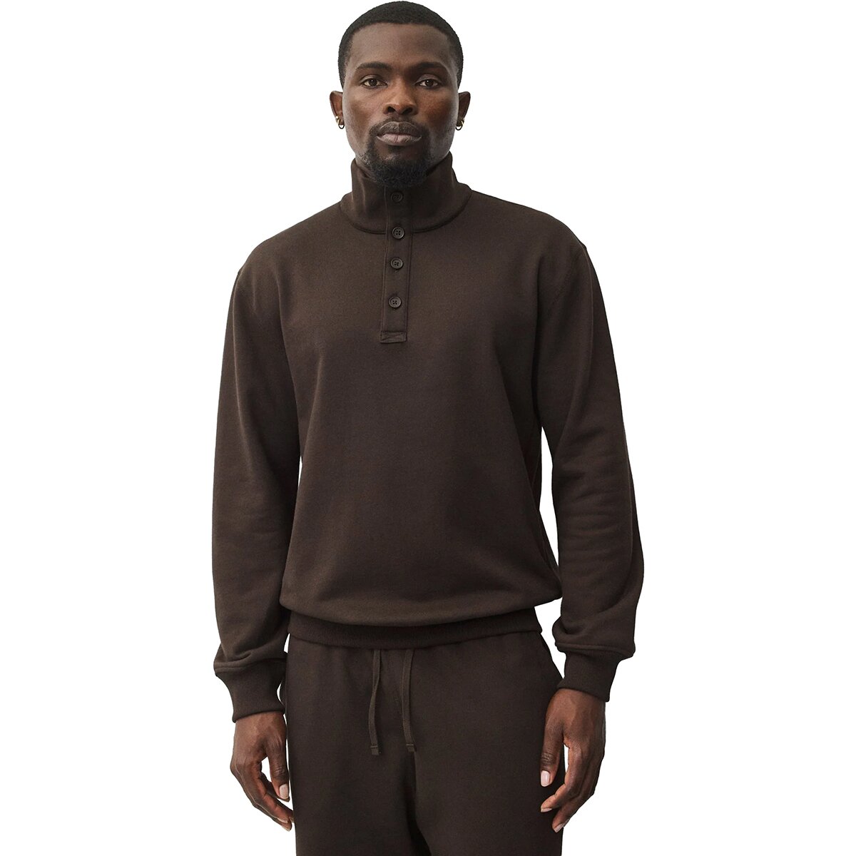 Image of Reigning Champ Midweight Terry Standard Button Mockneck Jacket - Men's Coffee, XL