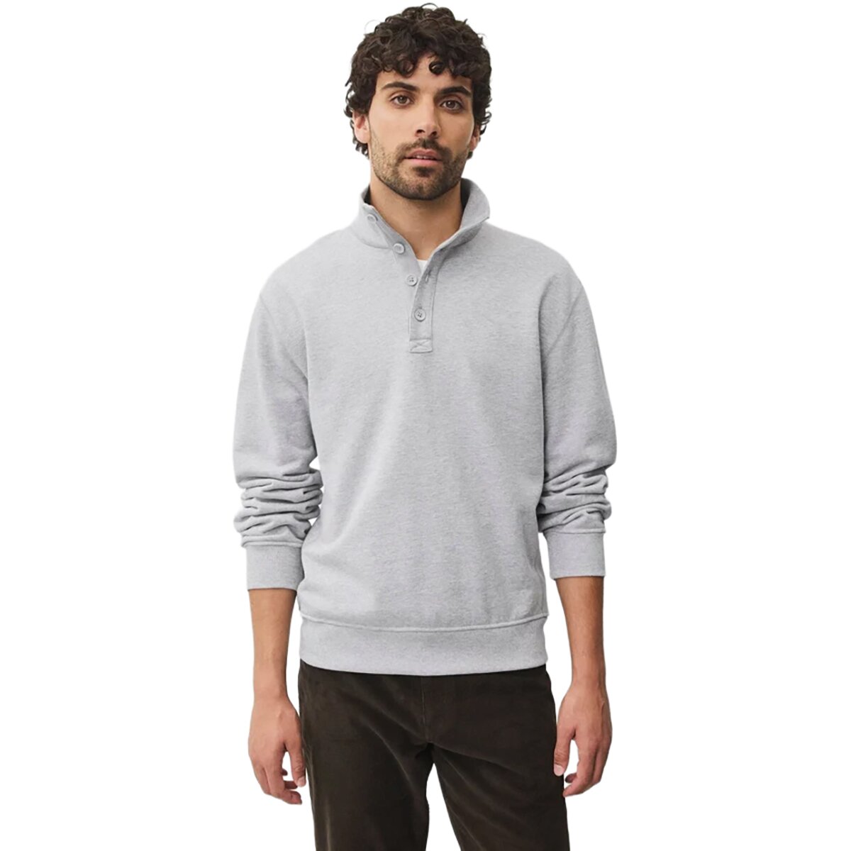 Image of Reigning Champ Midweight Terry Standard Button Mockneck Jacket - Men's Heather Grey, S