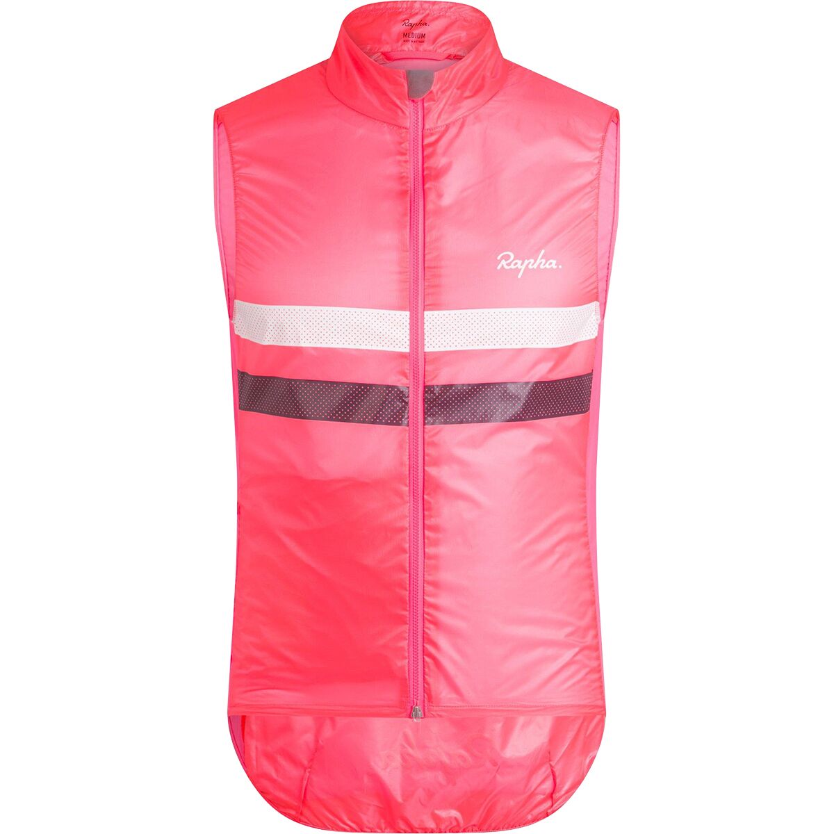 Image of Rapha Brevet Gilet - Men's High-Vis Pink/Dark Navy/White, L