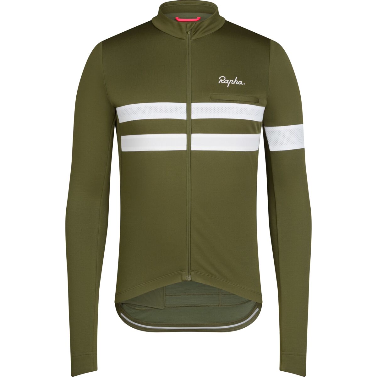 Image of Rapha Brevet Long-Sleeve Jersey - Men's Dark Khaki/White, L