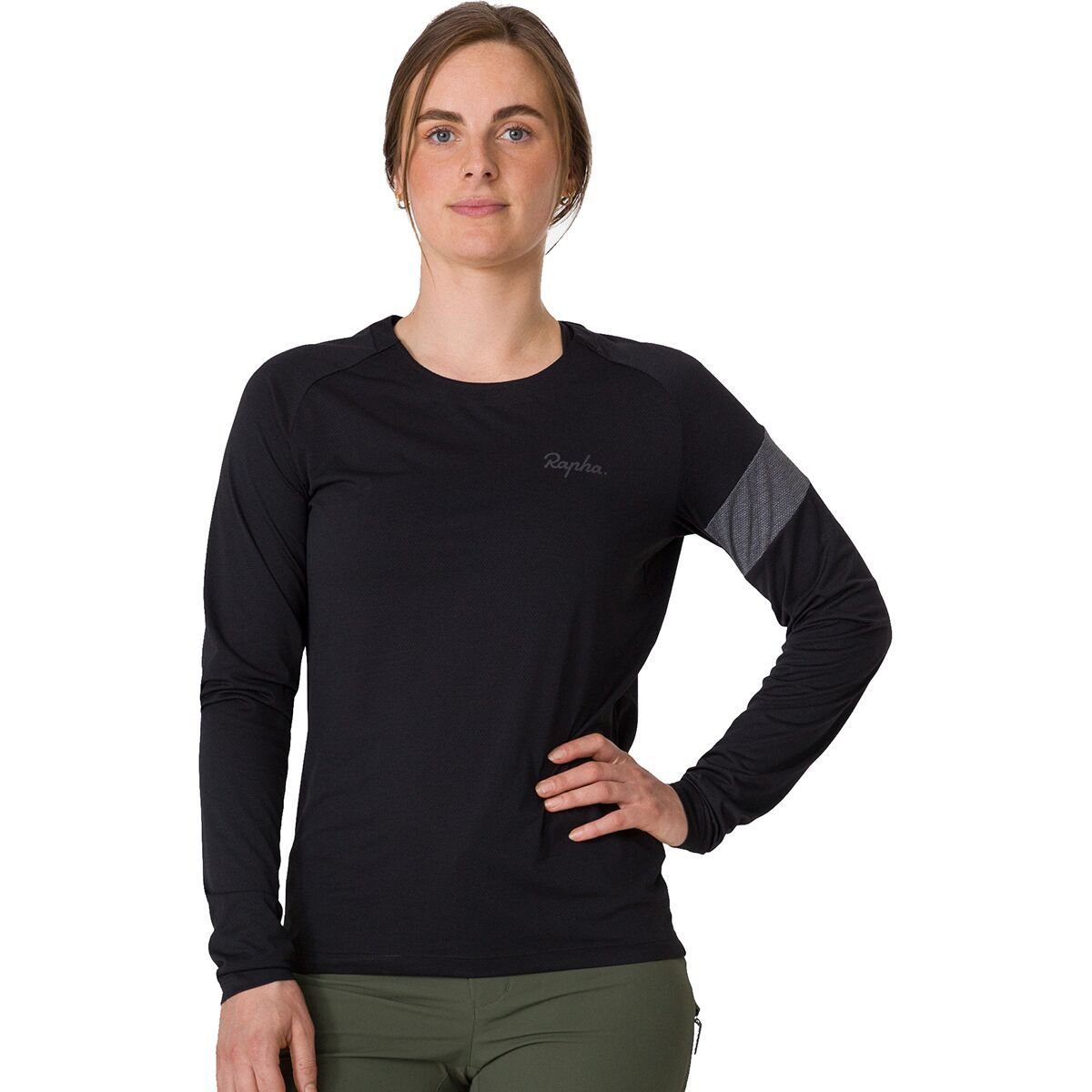 Image of Rapha Trail Long-Sleeve Technical T-Shirt - Women's Black/Grey, M
