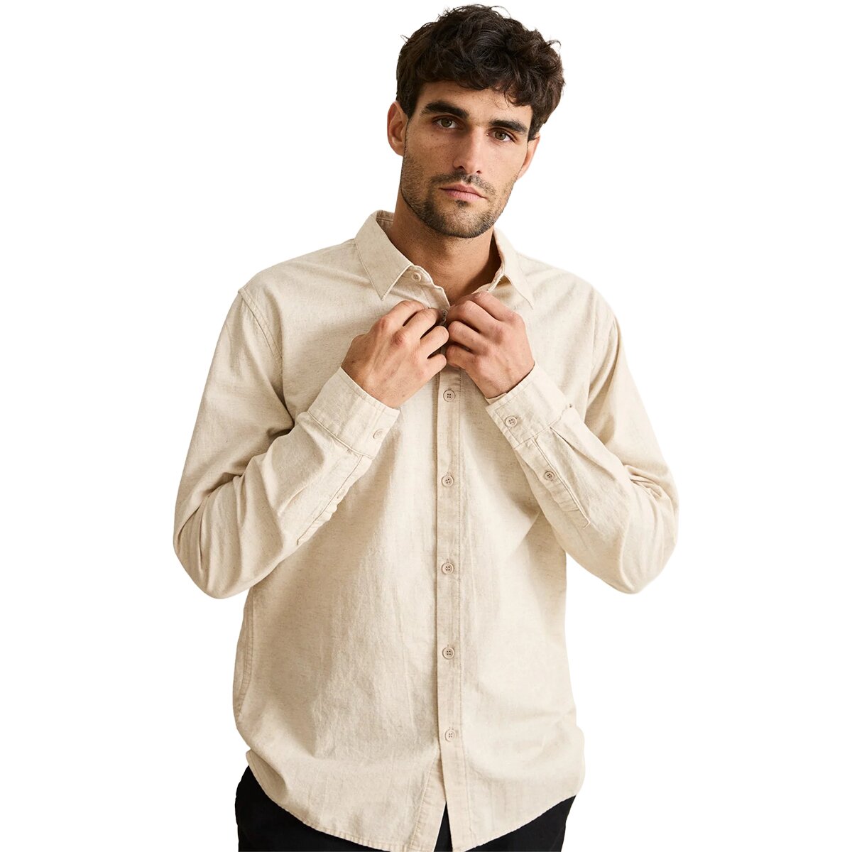 Image of Rhythm Classic Linen Long-Sleeve Shirt - Men's Sand, L