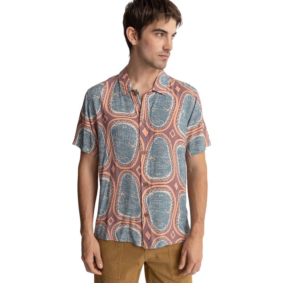 Rhythm Vista Short-Sleeve Shirt - Men's Rust, XXL