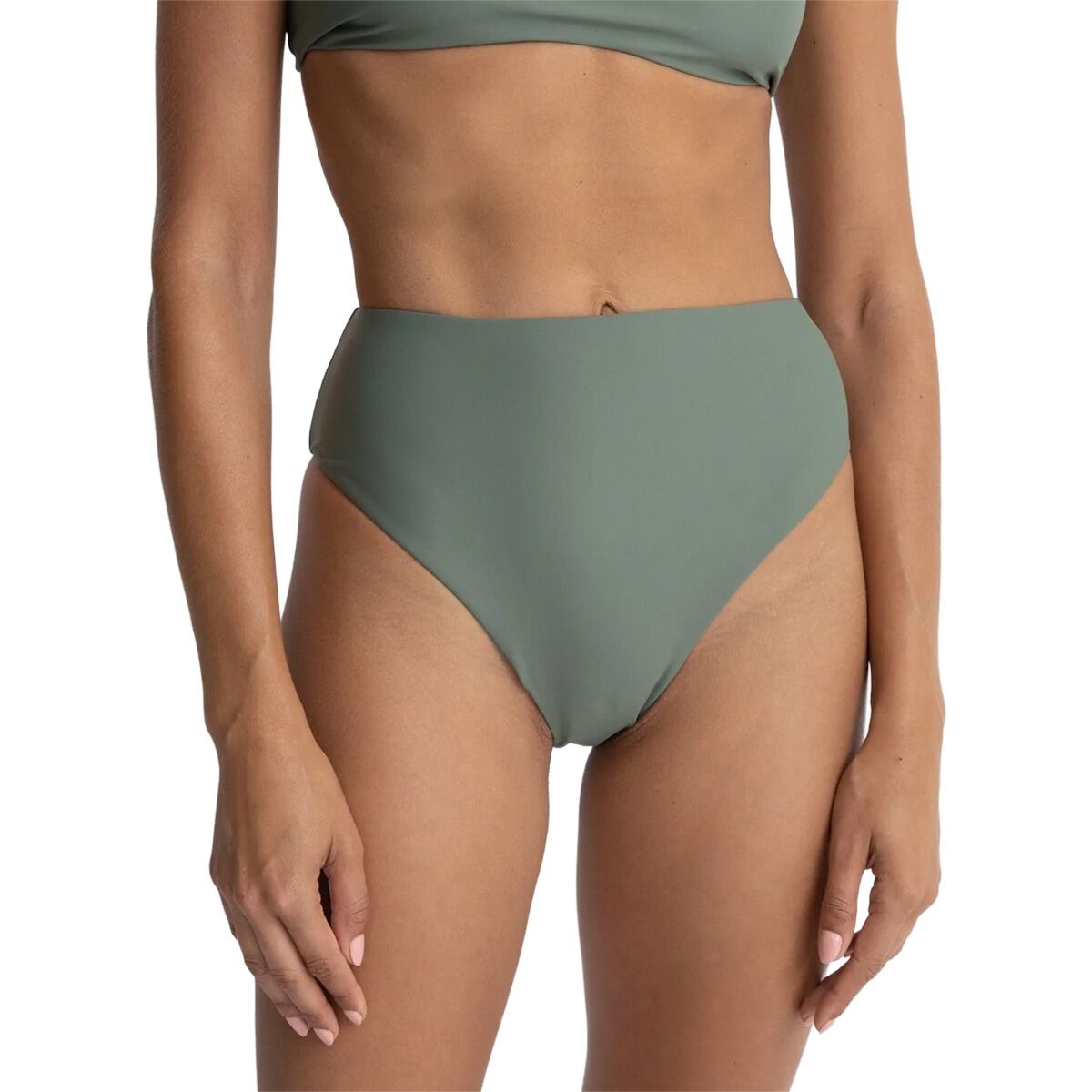 Image of Rhythm Classic Hi Waist Bikini Bottom - Women's Olive, M