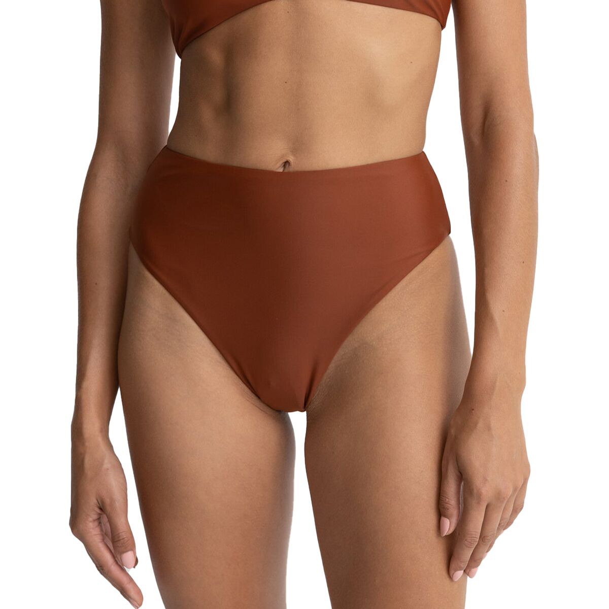 Image of Rhythm Classic Hi Waist Bikini Bottom - Women's Rust, M