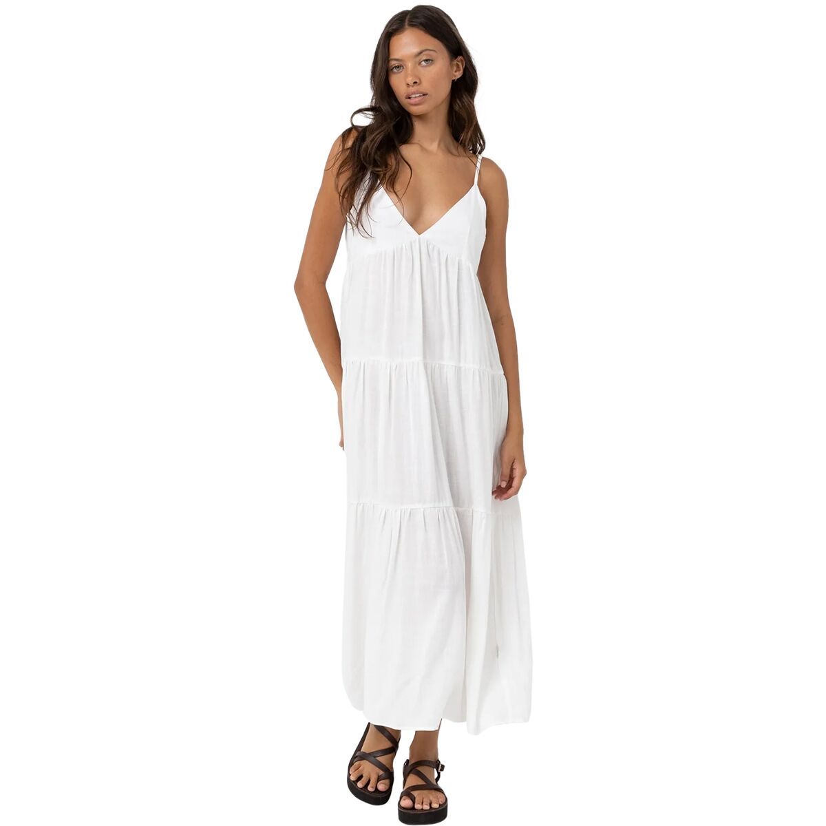 Rhythm Rhythm Classic Tiered Midi Dress - Women's White, L