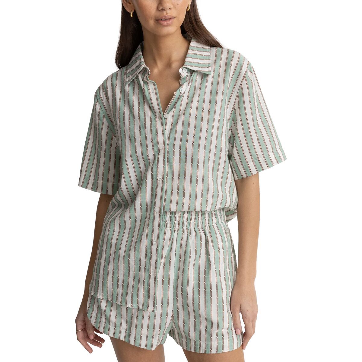 Image of Rhythm Joelene Short-Sleeve Shirt - Women's Sea Green, XL