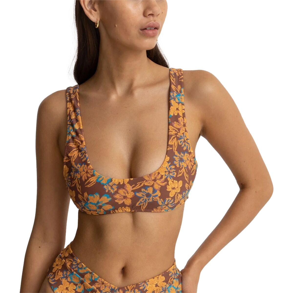 Image of Rhythm Oasis Floral Crop Bikini Top - Women's Chocolate, L
