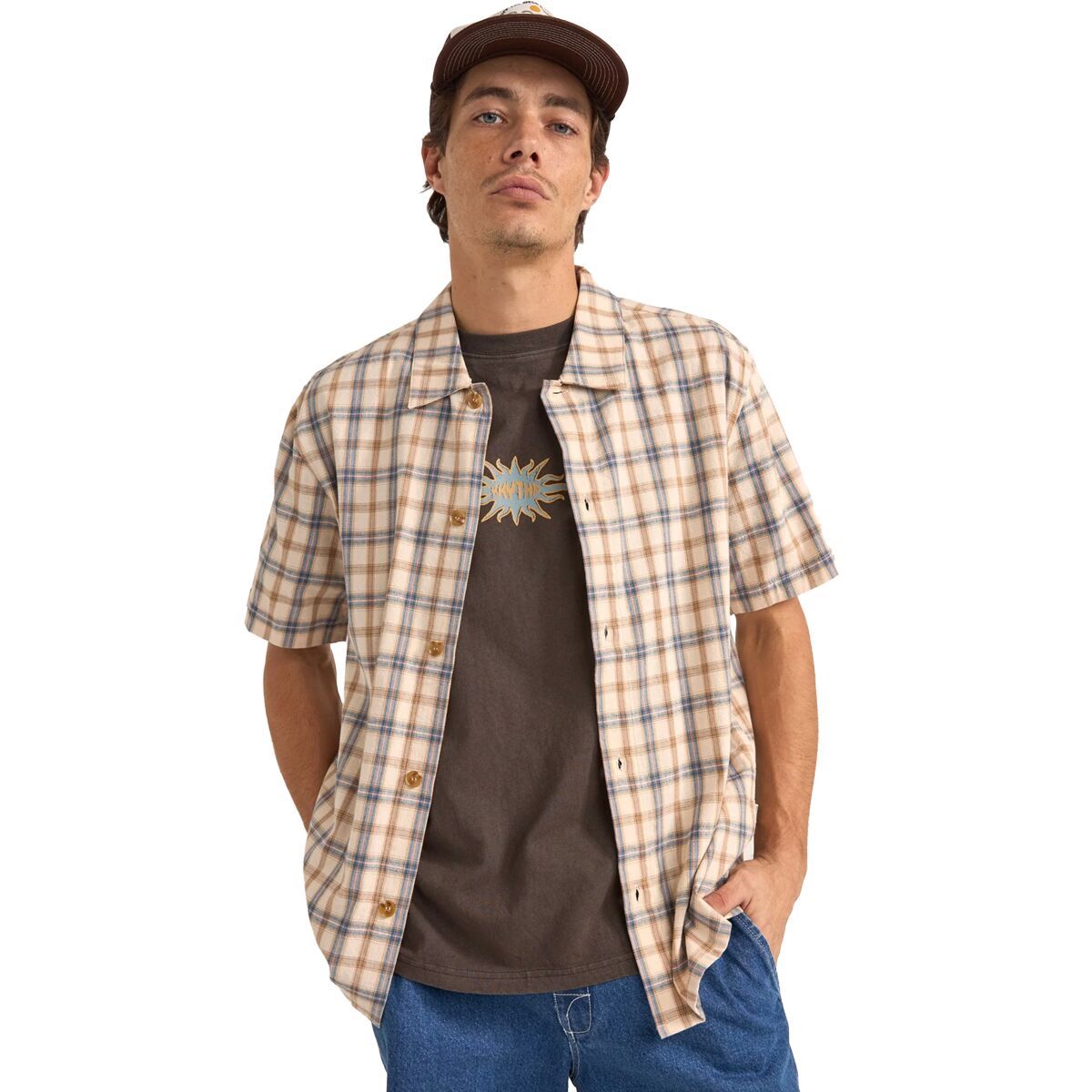 Rhythm Rhythm Check Short-Sleeve Shirt - Men's Natural, S