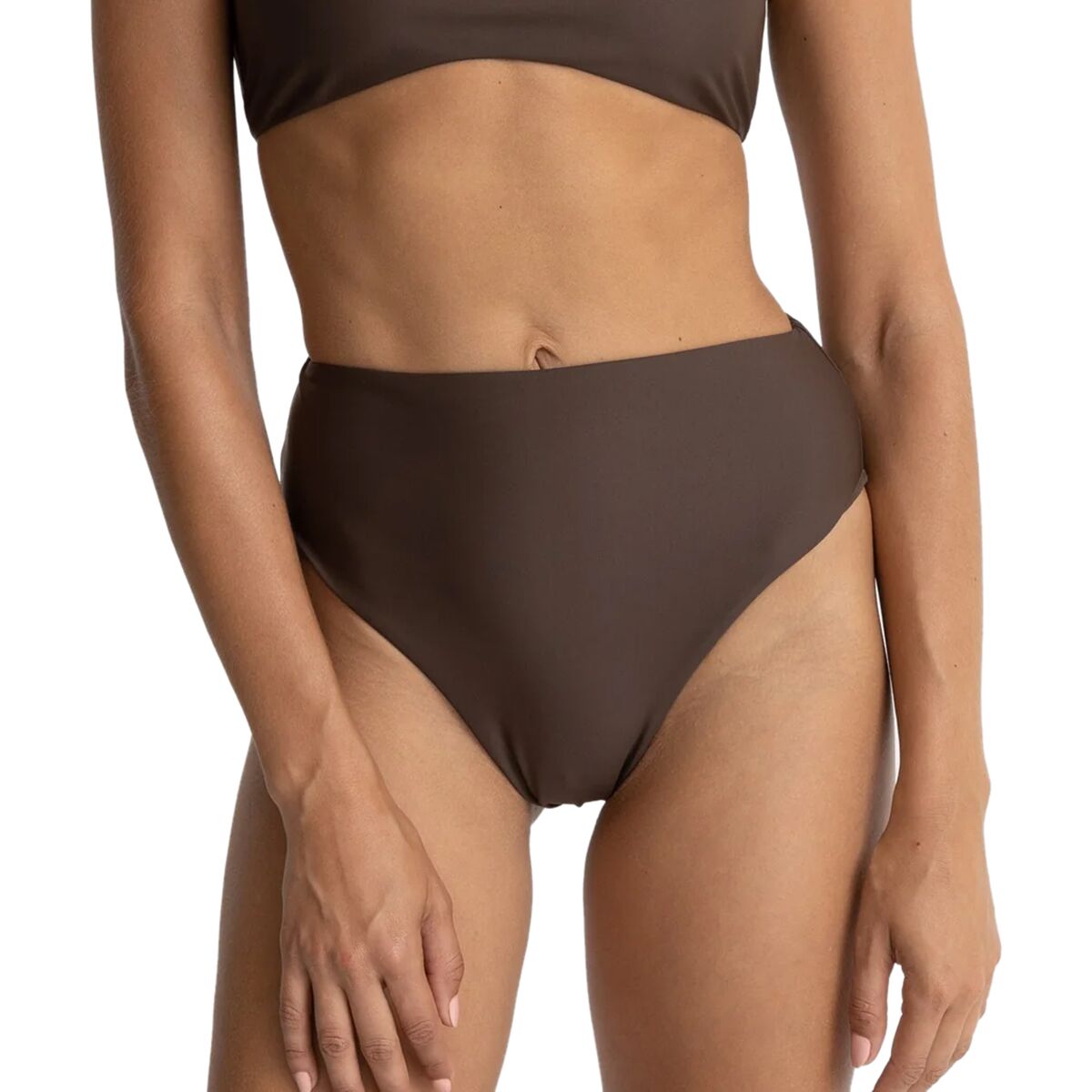Image of Rhythm Classic Hi Waist Bikini Bottom - Women's Chocolate, L
