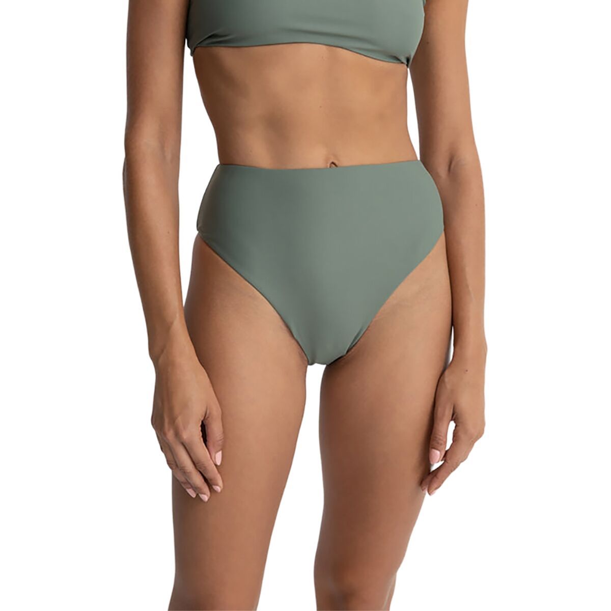 Image of Rhythm Classic Hi Waist Bikini Bottom - Women's Olive, L