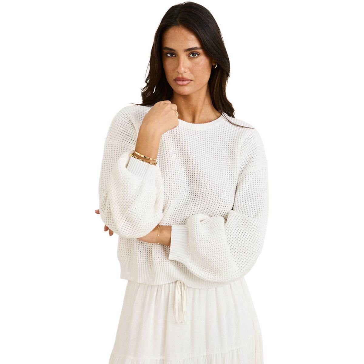 Image of Rhythm Classic Knit Jumper - Women's White, M