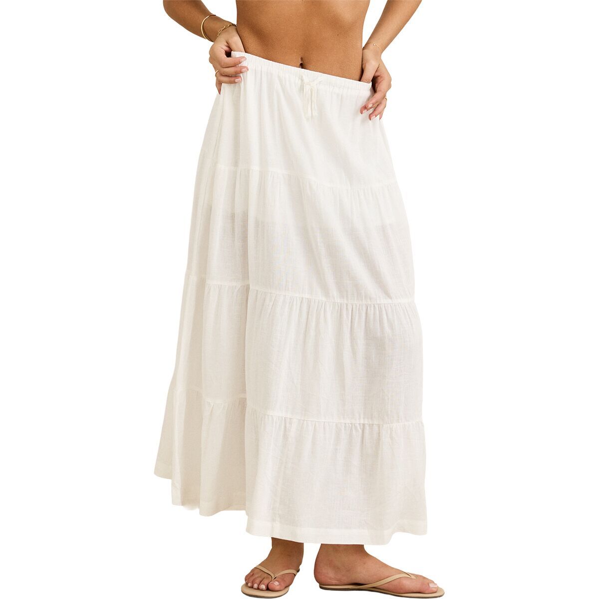Image of Rhythm Classic Tiered Maxi Skirt - Women's White, XL