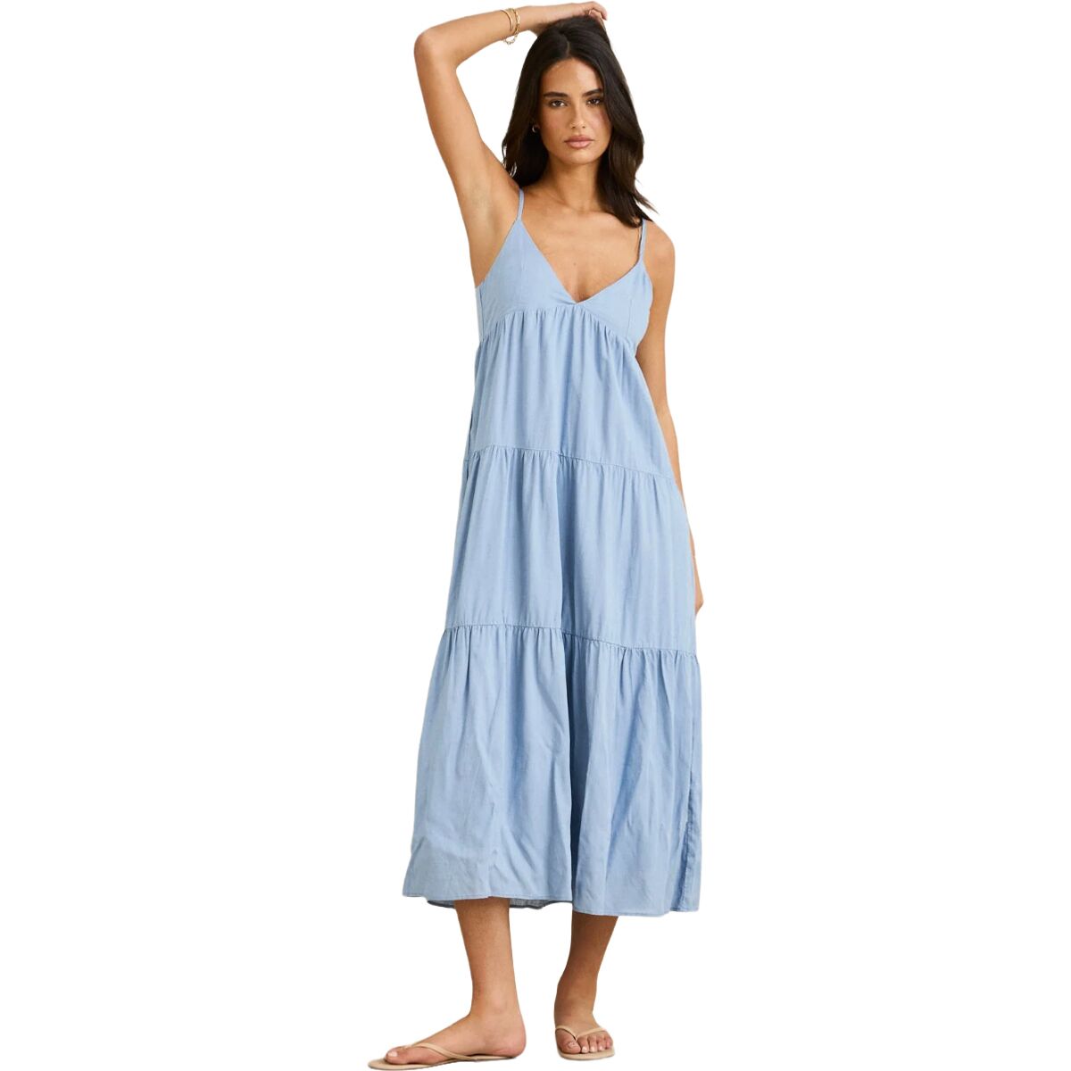 Image of Rhythm Classic Tiered Midi Dress - Women's Steel Blue, M