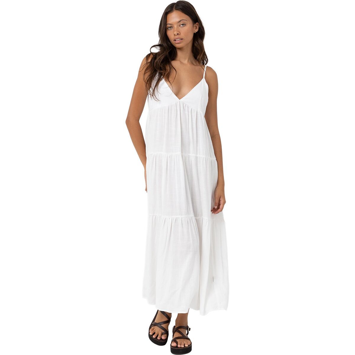 Image of Rhythm Classic Tiered Midi Dress - Women's White, S
