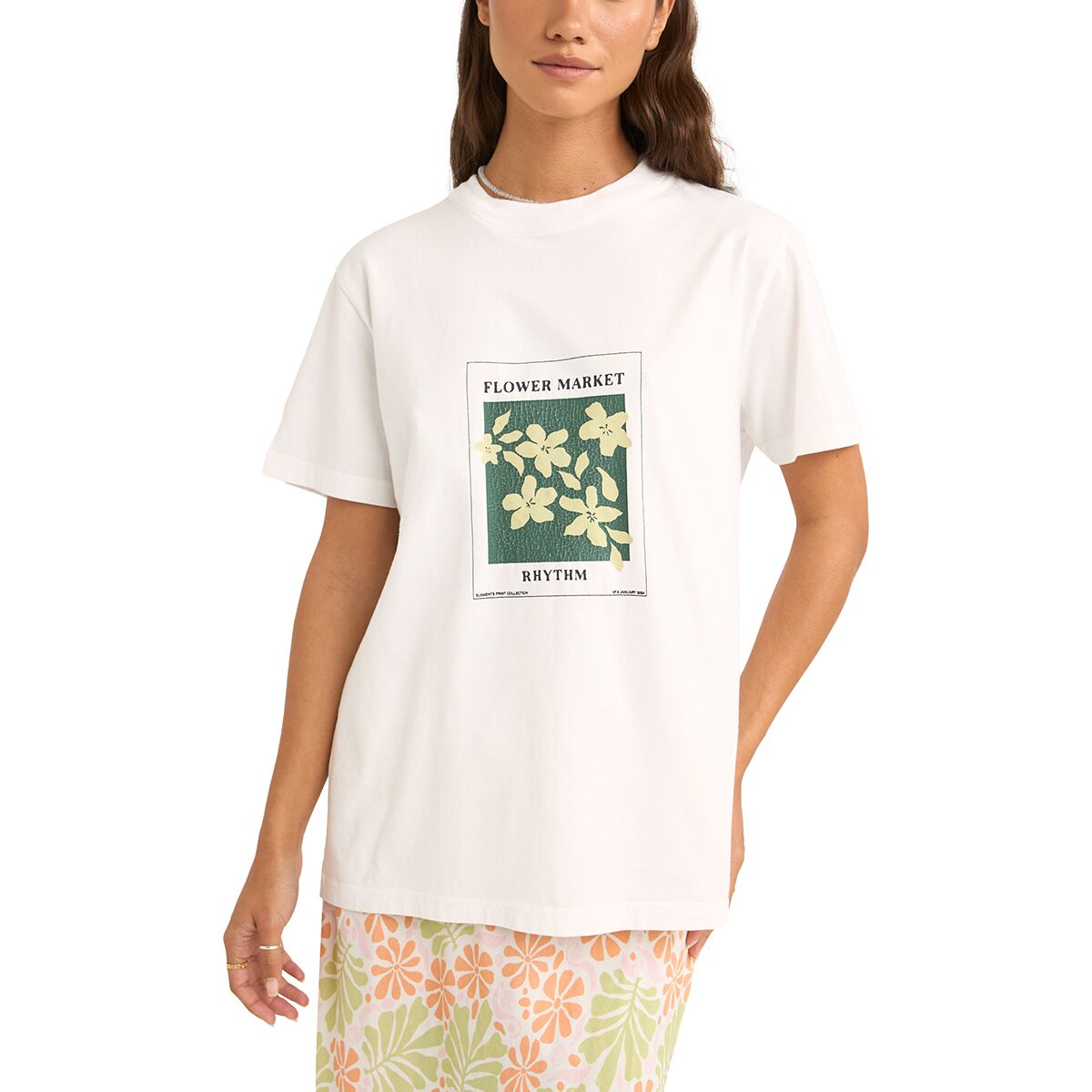 Rhythm Rhythm Flower Market Boyfriend T-Shirt - Women's White, XS