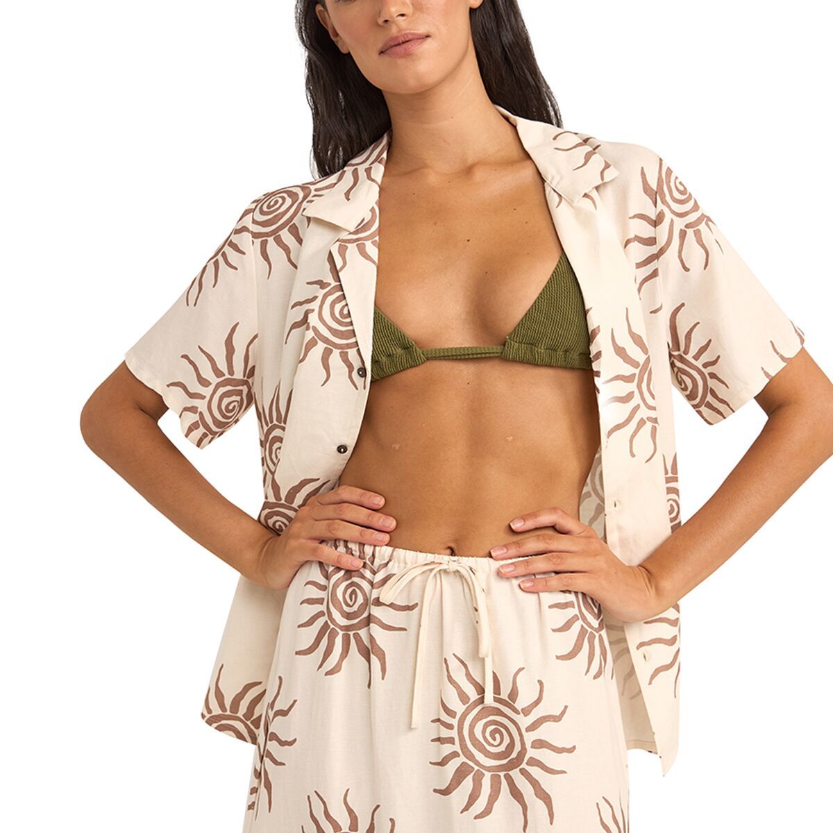 Image of Rhythm Seafarer Short-Sleeve Shirt - Women's Brown, S