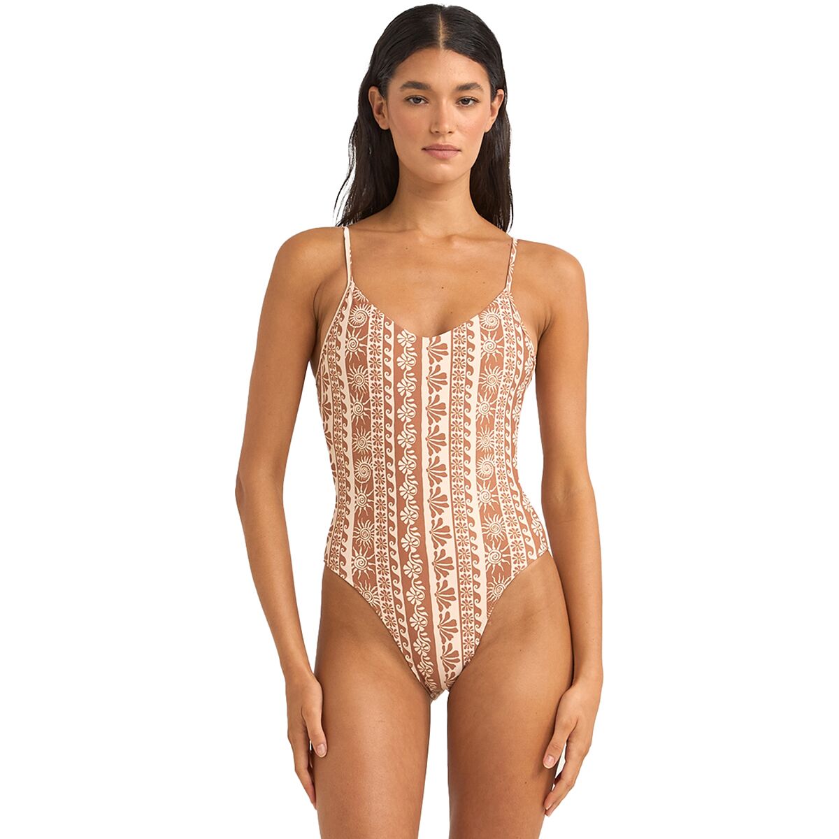 Rhythm Rhythm Seafarer Tie Back Minimal One-Piece Swimsuit  - Women's Brown, S