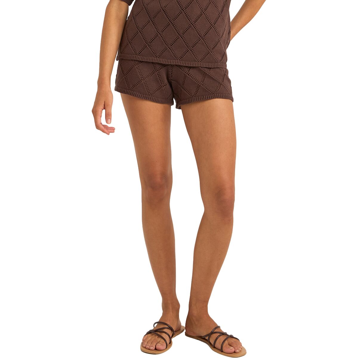 Rhythm Rhythm Sunny Knit Beach Beach Shorts - Women's Chocolate, L