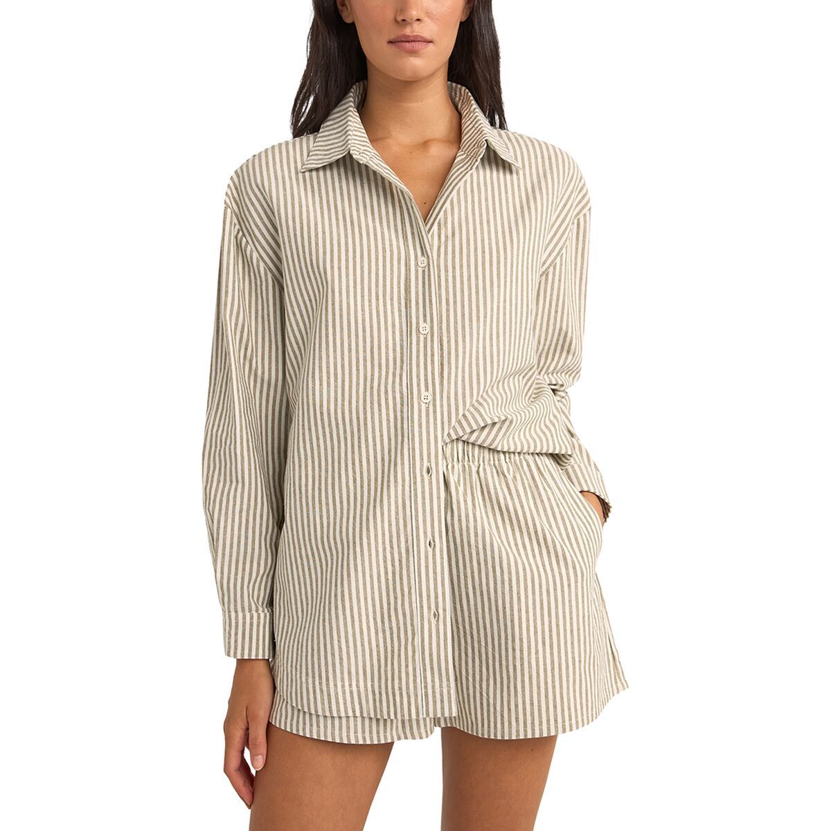 Image of Rhythm Valley Stripe Oversized Shirt - Women's Ivy, L