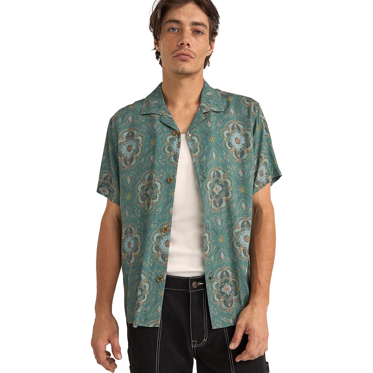 Rhythm Rhythm Arlo Short-Sleeve Shirt - Men's Vintage Green, S