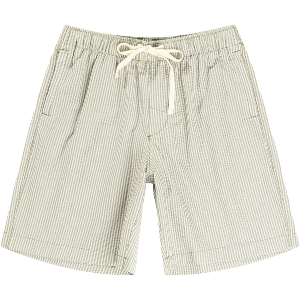 Image of Rhythm Seersucker Stripe Jam Short - Men's Olive, 34