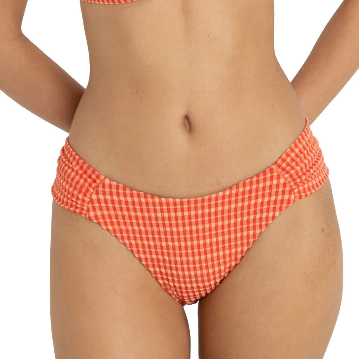 Image of Rhythm Lola Check Soft Side Holiday Bikini Bottom - Women's Red, XS