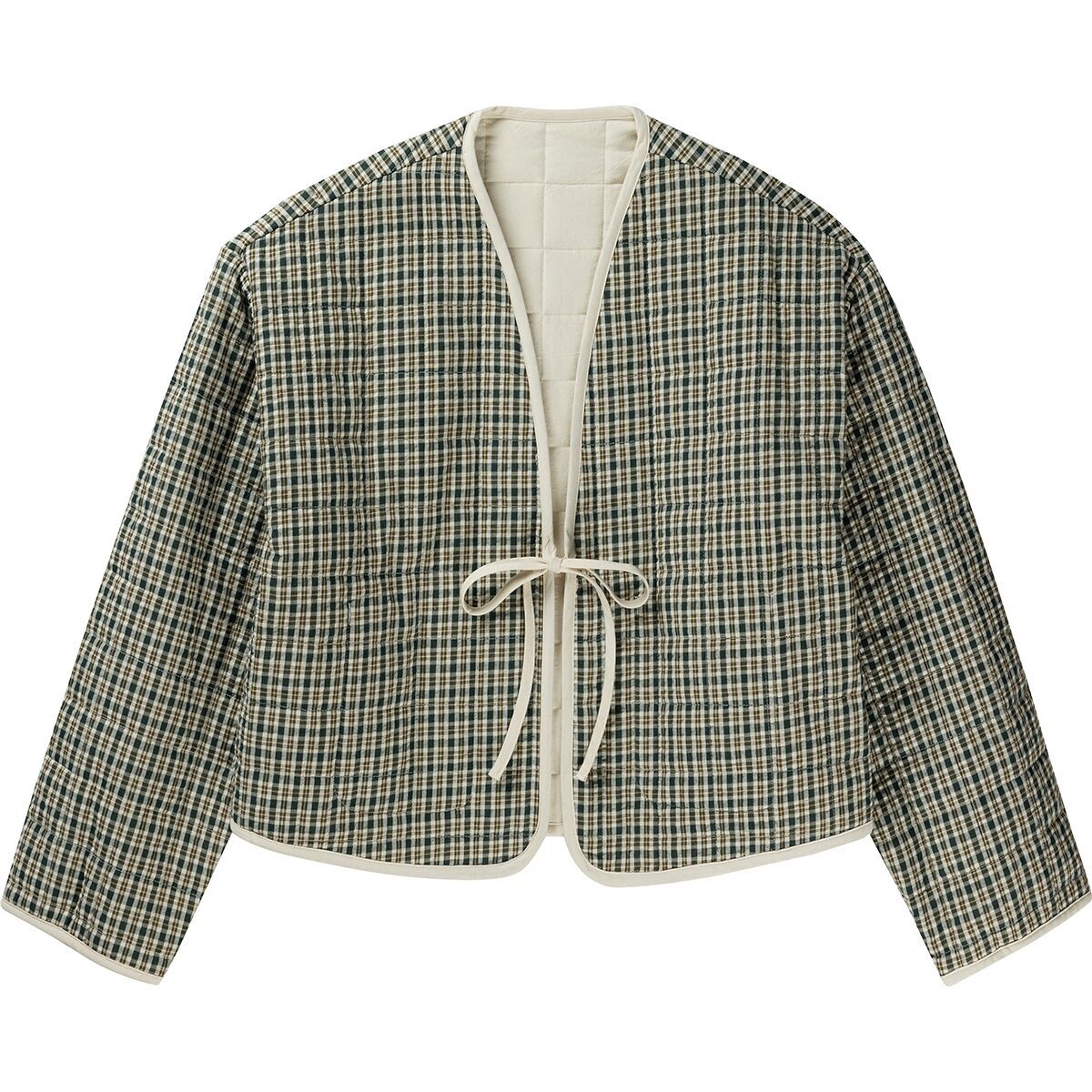 Image of Rhythm Antibes Plaid Quilted Jacket - Women's Olive, S