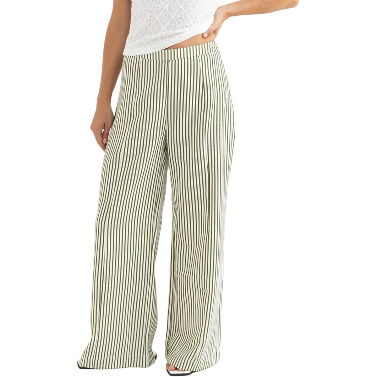 Rhythm Rhythm Cove Stripe Wide Leg Pant - Women's Aloe, 6
