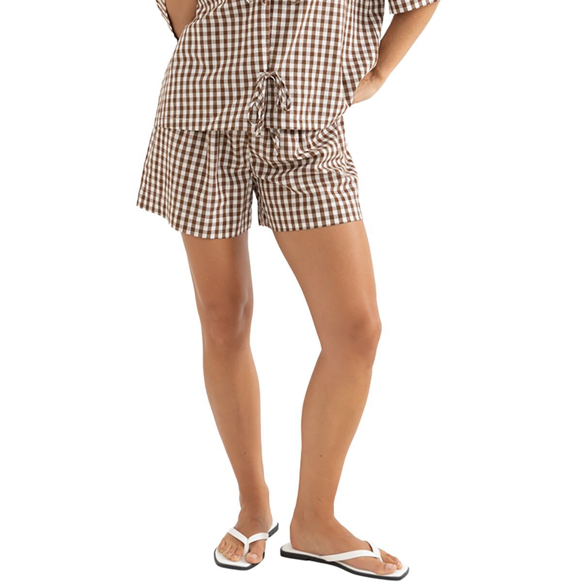 Image of Rhythm Birdie Gingham Short - Women's Brown, US 8/EU 12