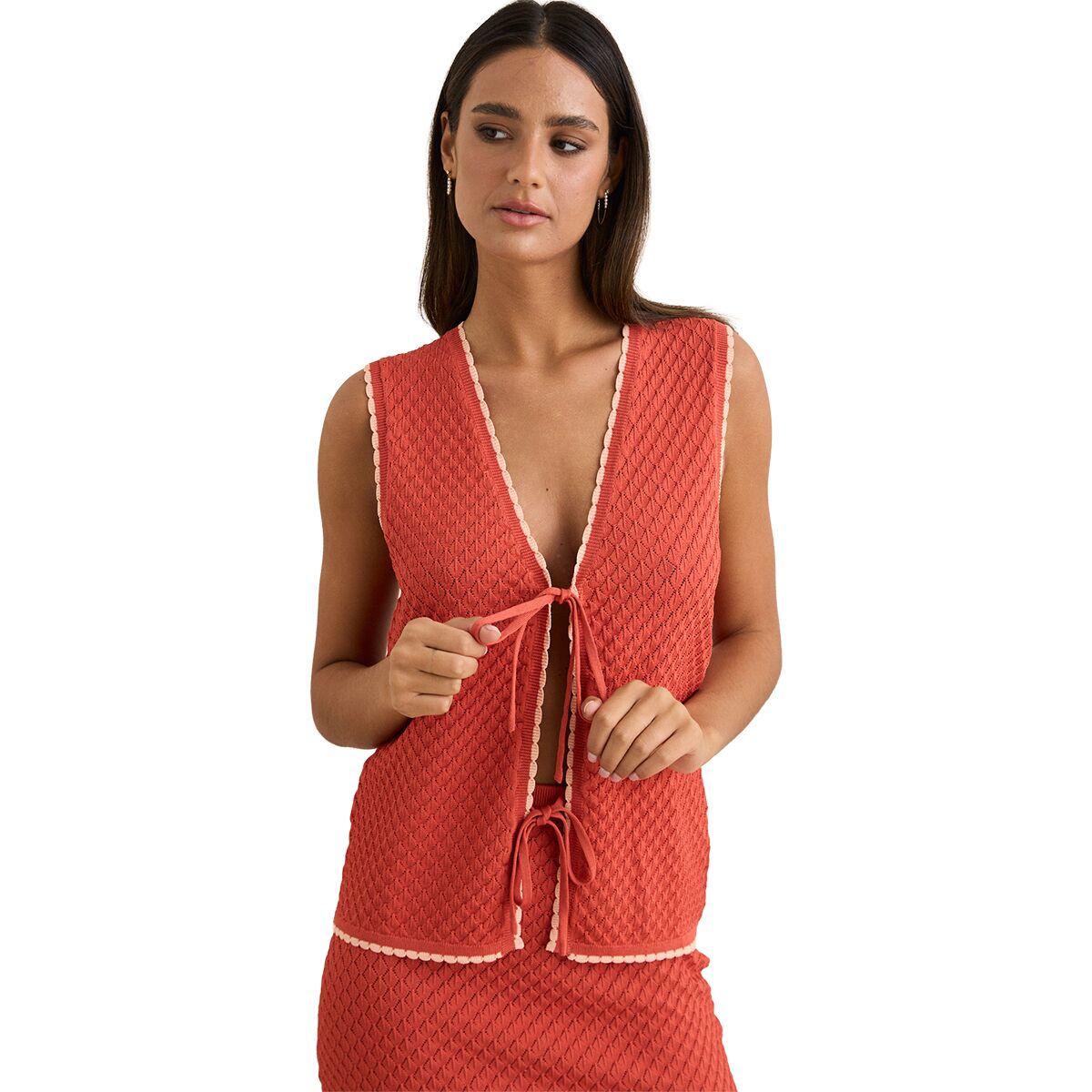 Image of Rhythm Gigi Longline Knit Vest - Women's Red, XL