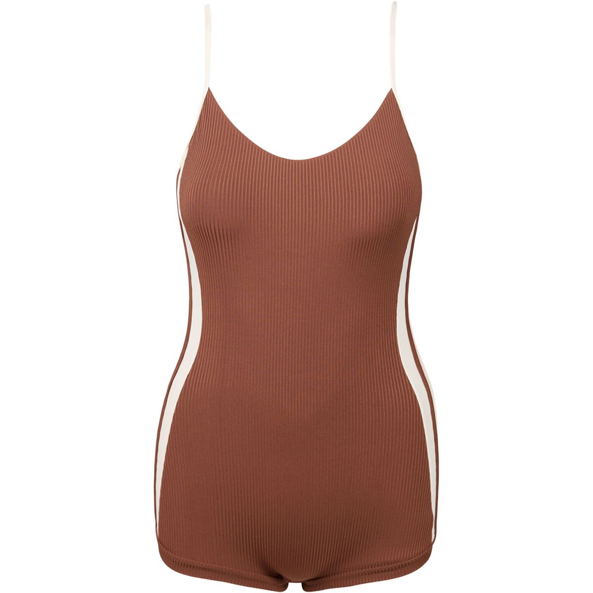 Image of Rhythm Lily Rib Cross Back Surf Short One-Piece Swimsuit - Women's Chocolate, M