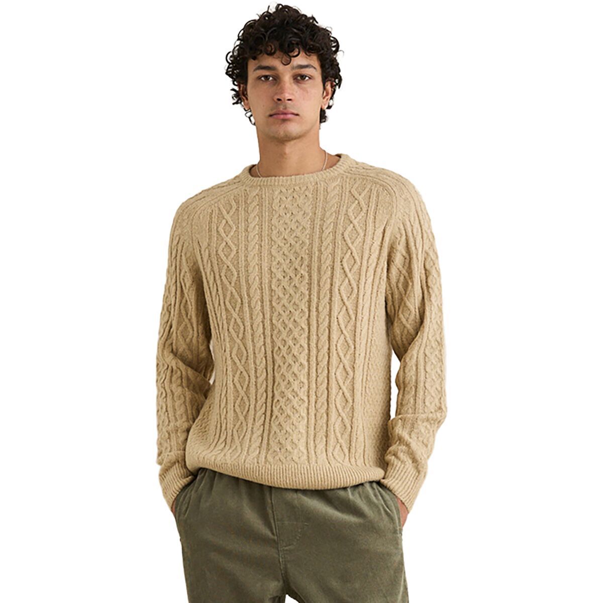 Image of Rhythm Mohair Fishermans Knit Sweater - Men's Sand, S